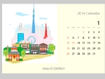 風景イラスト,景色イラスト／Annex Studio MUY2014年企業向けカレンダー「日本の風景」イラスト